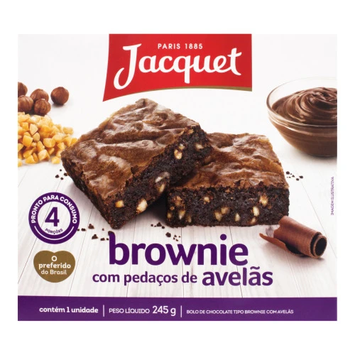 BROWNIE PEDAÇOS DE AVELÃS JACQUET CAIXA 245G
