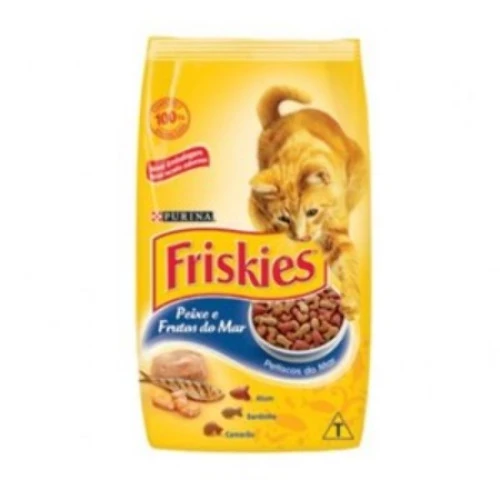 ALIMENTO PARA GATOS ADULTOS PEIXE FRUTOS DO MAR PURINA FRISKIES PACOTE 3KG