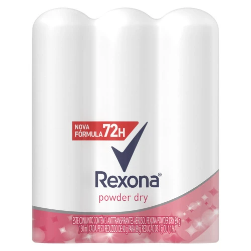 PACK ANTITRANSPIRANTE AEROSSOL POWDER DRY REXONA 3 UNIDADES 150ML CADA