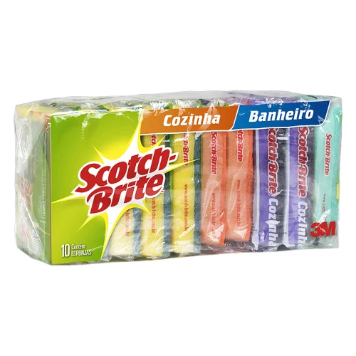 KIT ESPONJA COZINHA BANHEIRO SCOTCH BRITE 10 UNIDADES