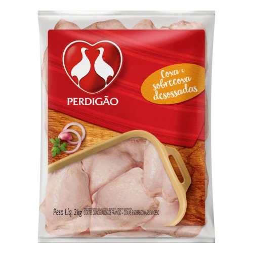 COXA COM SOBRECOXA DE FRANGO CONGELADA SEM OSSO PERDIGÃO 2KG
