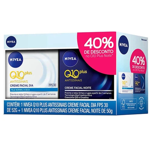 KIT NIVEA CREME ANTISSINAIS DIA Q10 52G  ATISSINAIS NOITE 50G