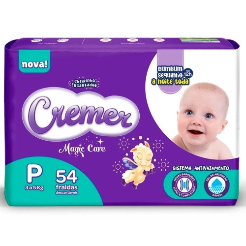FRALDA DESCARTÁVEL CREMER MAGIC CARE P - 54 UNIDADES