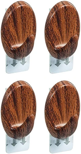 GANCHO OVAL MADEIRA COM ADESIVO ORDENE BR MARROM