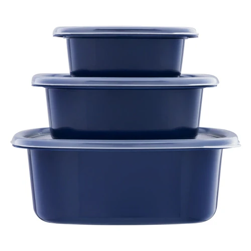 CONJUNTO POTE PLÁSTICO AZUL INTENSO QUADRADO PLASÁTIL POP COLORS 3 UNIDADES