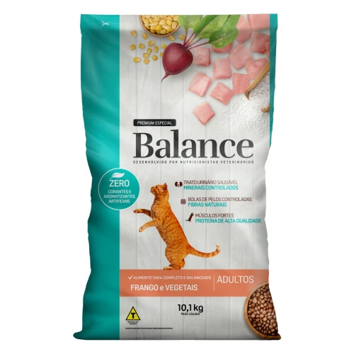 ALIMENTO PARA GATOS ADULTOS FRANGO E VEGETAIS BALANCE PREMIUM ESPECIAL PACOTE 10 1KG