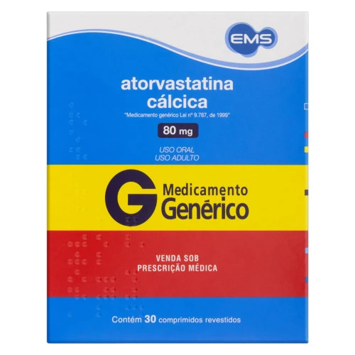 ATORVASTATINA CÁLCICA 80MG EMS CAIXA 30 COMPRIMIDOS REVESTIDOS