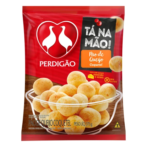 PÃO DE QUEIJO CONGELADO COQUETEL PERDIGÃO TÁ NA MÃO PACOTE 375G