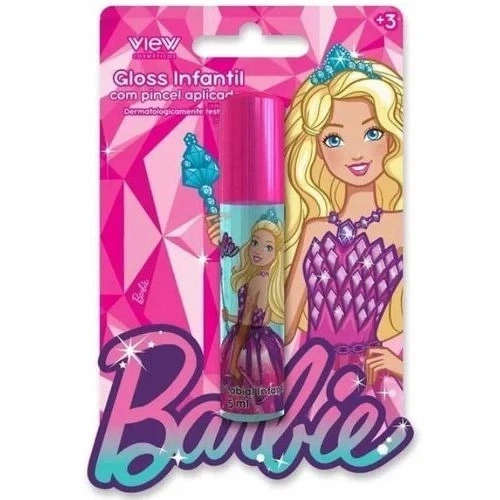 DISPLAY COM 30 PCS GLOSS INFANTIL BARBIE COM PINCEL APLICADOR