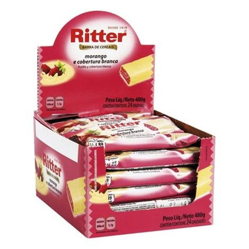 BARRA DE CEREAIS RITTER 24X MORANGO E COB BRANCA