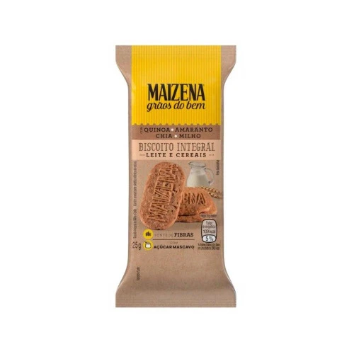 BISCOITO MAIZENA 25G INTEGRAL LEITE CEREAIS