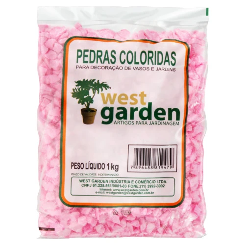 PEDRA COLORIDA ROSA WEST GARDEN PACOTE 1KG