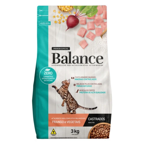 ALIMENTO PARA GATOS CASTRADOS ADULTOS FRANGO E VEGETAIS BALANCE PREMIUM ESPECIAL POUCH 3KG
