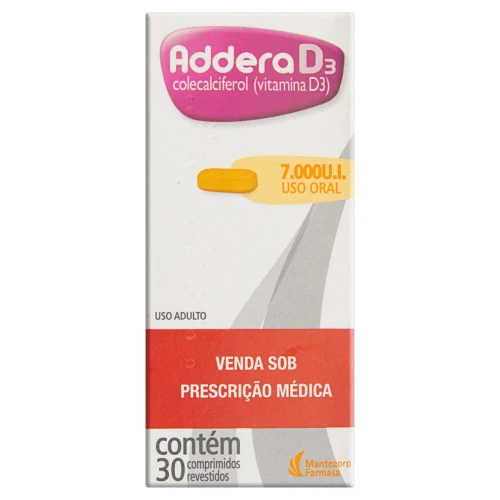 ADDERA D3 7 000UI MANTECORP FARMASA CAIXA 30 COMPRIMIDOS REVESTIDOS