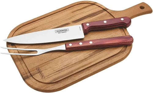 KIT PARA CHURRASCO 3 PEÇAS TRAMONTINA VERMELHO