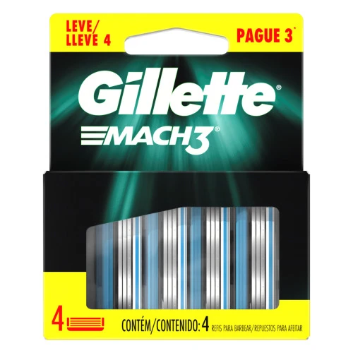 CARGA DE APARELHO PARA BARBEAR GILLETTE MACH3 LEVE 4 PAGUE 3 UNIDADES