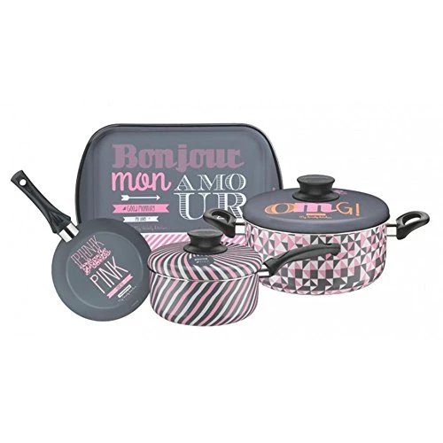 CONJUNTO DE PANELAS TRAMONTINA MY LOVELY KITCHEN 4 PEÇAS