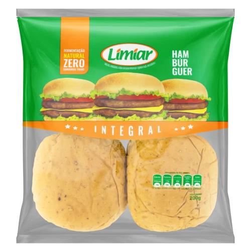 PÃO PARA HAMBÚRGUER INTEGRAL LIMIAR PACOTE 200G