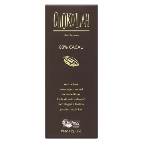 CHOCOLATE ORGÂNICO AMARGO 80% CHOKOLAH 80G