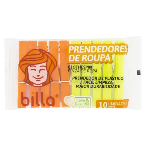 PRENDEDOR DE ROUPA PLÁSTICO BILLA 10 UNIDADES