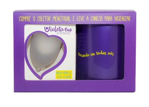 KIT COLETOR MENSTRUAL VIOLETA CUP TIPO A TRANSPARENTE
