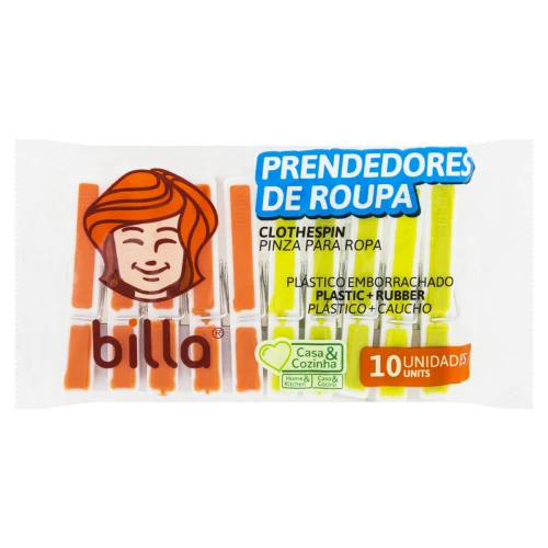 PRENDEDOR DE ROUPA PLÁSTICO BILLA 10 UNIDADES
