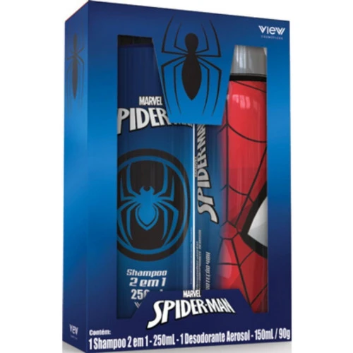KIT COM SHAMPOO 2X1 E DESODORANTE AEROSOL HOMEM ARANHA 250 E 150ML