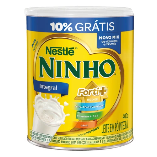 LEITE EM PÓ INTEGRAL NESTLÉ NINHO FORTI LATA 400G GRÁTIS 10