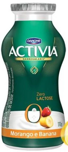 LEITE FERMENTADO SEMIDESNATADO MORANGO E BANANA ZERO LACTOSE ACTIVIA GARRAFA 170G