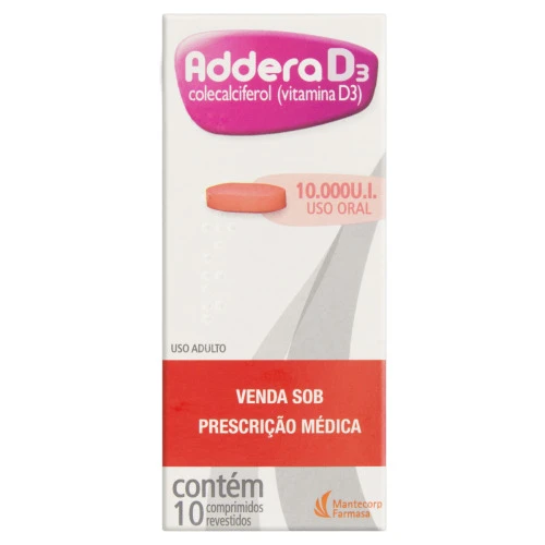 ADDERA D3 10 000UI MANTECORP FARMASA CAIXA 10 COMPRIMIDOS REVESTIDOS