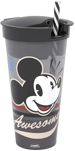 COPO 2 EM 1 DE 540 ML MICKEY PLASÚTIL PRETO NO VOLTAGEV