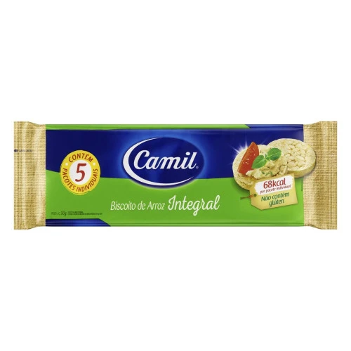 BISCOITO ARROZ CAMIL 90G INTEGRAL
