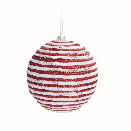 BOLA NATAL CROMUS ESPIRAL VERM BCO 10CM COM 4