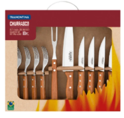 KIT PARA CHURRASCO 10 PEÇAS TRAMONTINA NATURAL