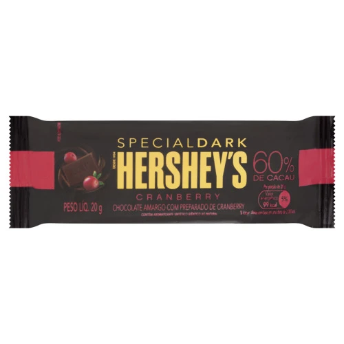 CHOCOLATE AMARGO 60 CACAU CRANBERRY HERSHEYS SPECIAL DARK PACOTE 20G