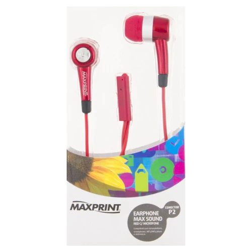 FONE DE OUVIDO COM MICROFONE VERMELHO MAXPRINT