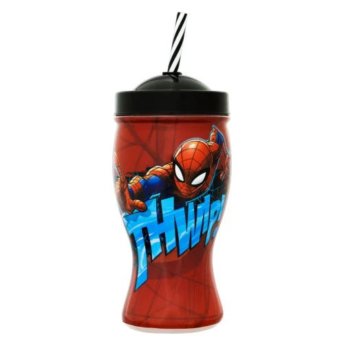 COPO TAÇA COM CANUDO HOMEM ARANHA 660ML PLASÁTIL