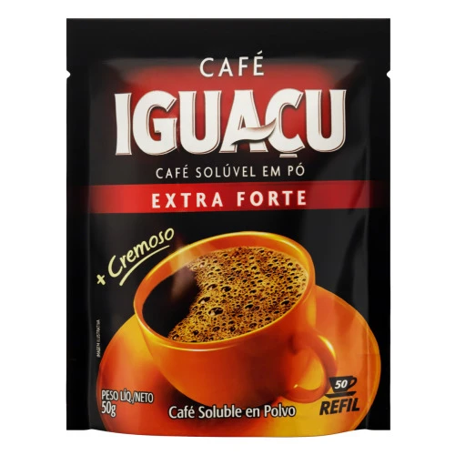 CAFÉ SOLÚVEL EM PÓ EXTRAFORTE IGUAÇU SACHÊ 50G REFIL