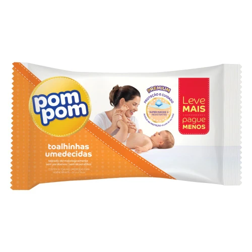TOALHA UMEDECIDA SUPER MACIA POM POM PREMIUM PACOTE 96 UNIDADES LEVE MAIS PAGUE MENOS