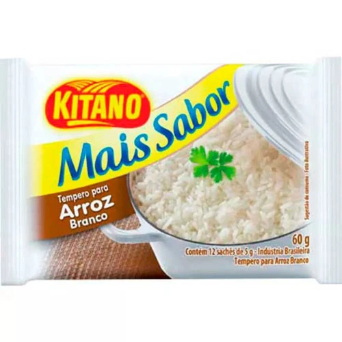 TEMPERO EM PÓ KITANO MAIS SABOR PARA ARROZ BRANCO 60G COM 12 SACHÊS