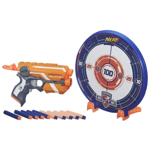 LANCA DARDO NERF N STRIKE ELITE FIRESTRIKE COM ALVO