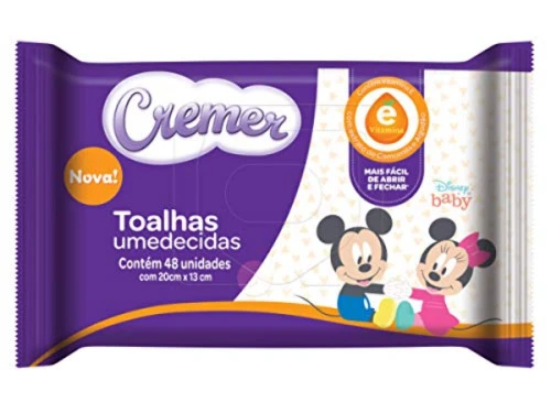 TOALHA UMEDECIDA CAMOMILA E ALGODÃO CREMER PACOTE 48 UNIDADES