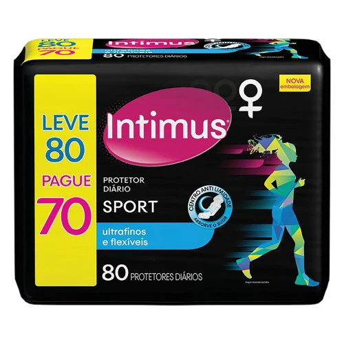 PROTETOR DIÁRIO SEM ABAS ULTRAFINO E FLEXÍVEL INTIMUS SPORT PACOTE LEVE 80 PAGUE 70 UNIDADES