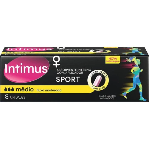 ABSORVENTE INTIMUS SPORT MÉDIO C/APLICADOR - 8 UNIDADES