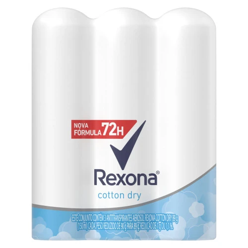 PACK ANTITRANSPIRANTE AEROSSOL COTTON DRY REXONA 3 UNIDADES 150ML CADA