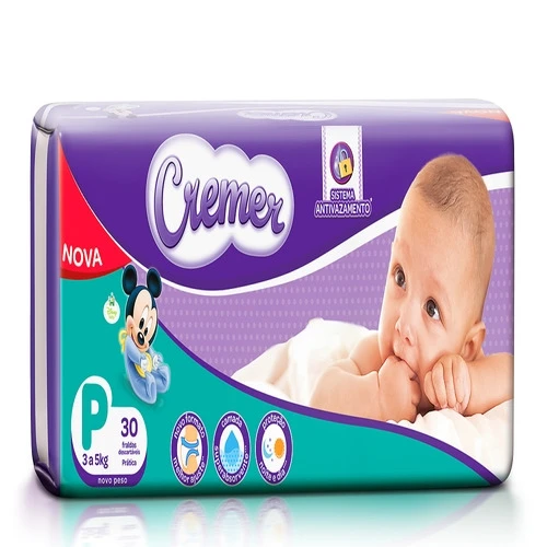FRALDA DESCARTÁVEL INFANTIL CREMER MAGIC CARE P PACOTE 30 UNIDADES