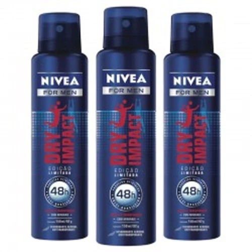 KIT DESODORANTE AEROSOL NIVEA DRY IMPACT MASCULINO 3 UNIDADES