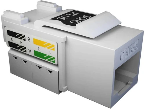 CONECTOR PARA CABO DE REDE E INTERNET RJ 45 FÊMEA CAT 5E SOHOPLUS BRANCO (KEYSTONE JACK)