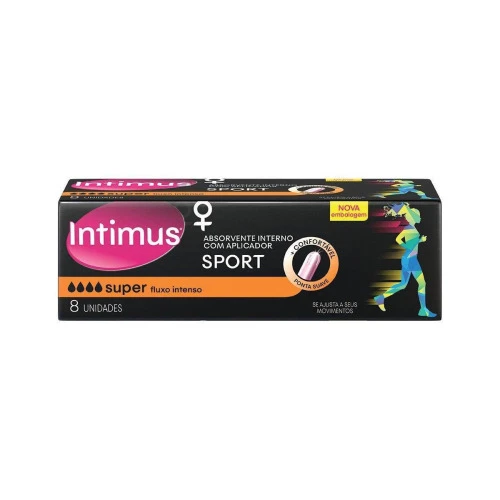 ABSORVENTE INTERNO INTIMUS SPORTS SUPER C/APLICADOR - 8 UNIDADES