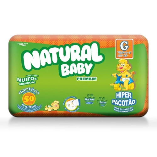 FRALDA DESC NATURAL BABY HIPER G COM 50